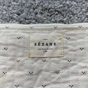 Sézane Quilted Cotton Zip Pouch With Wrist Strap